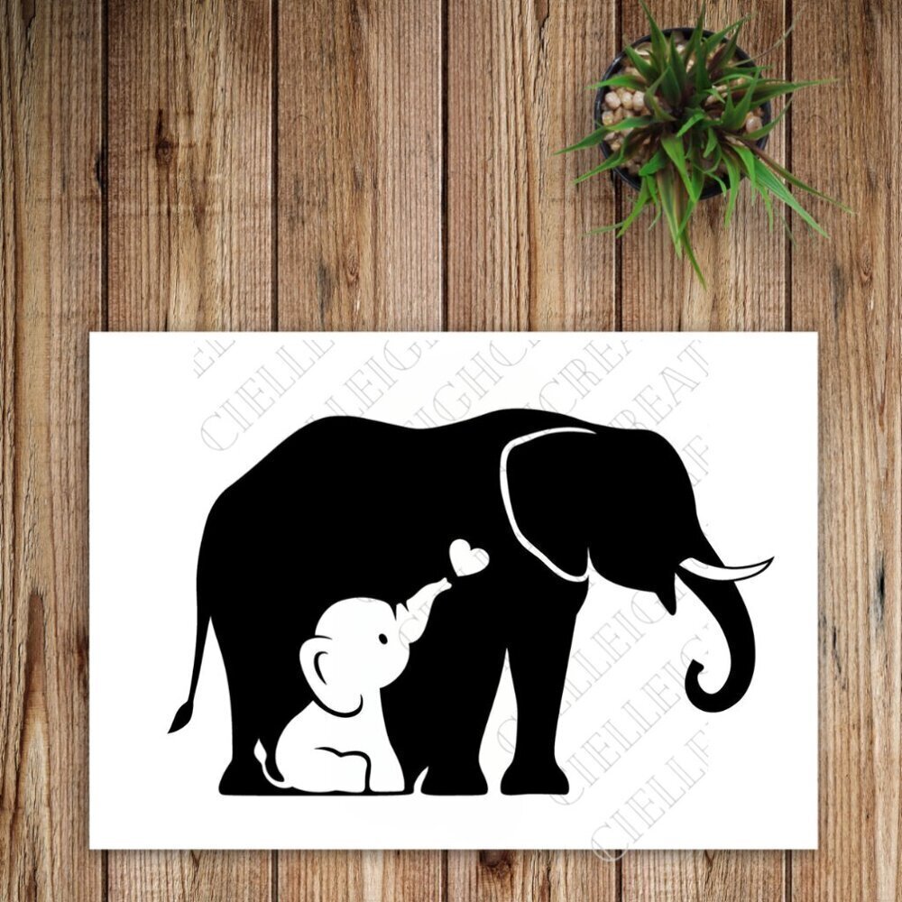 *2 for $20* Mama and Baby Elephant vinyl decal Sticker Handcrafted